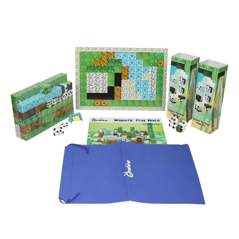 Knick Knack Magnetic Play World - Panda Park Building Blocks Set (106 Pieces) for Kids Ages 3+ - Image 5